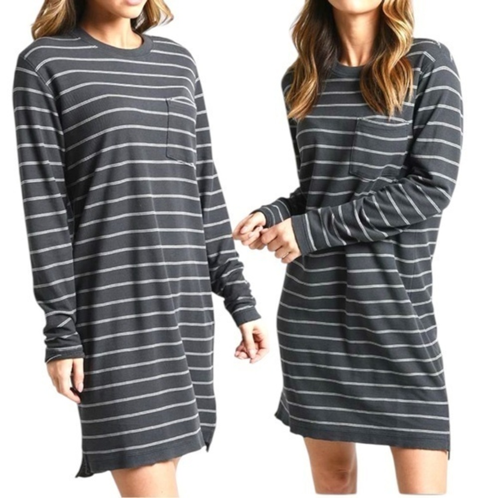 ATM Anthony Thomas Melillo Striped Pina Cotton T-Shirt Dress Size S